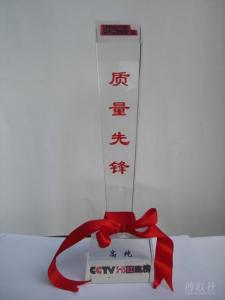 中央电视台2007年颁给高纯的“质量先锋”奖杯  www.中国质量先锋.com